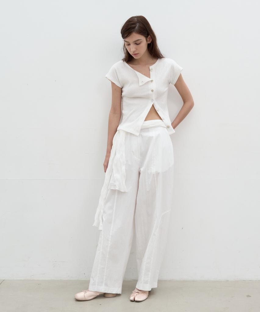 Seolan Pocket Balloon Line Pants_White