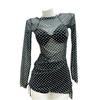 Set Costume da Bagno da Donna 3 Pezzi Set Reggiseno a Triangolo Imbottito con Supporto in Acciaio Pantaloncini da Bagno a Vita Alta Set con Copricostume Stampato a Pois Costumi da Bagno per le Vacanze