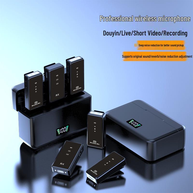 Cross-border Wireless Clip-on Microphone: Ultra-long Battery, Dual Connection, Charging Case for Mobile Recording