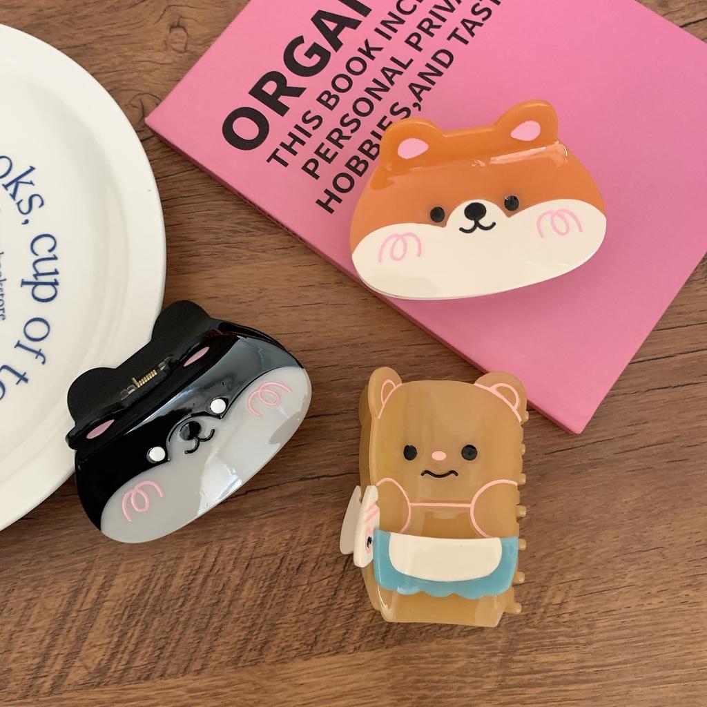 1pc New style acetic acid small fresh sweet corgi small stupid bear grab clip cute girl hair grab shark clip hair accessories