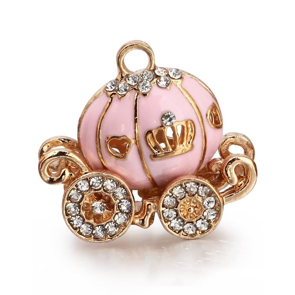 Colorful Unisex Key Chain Pumpkin Carriage Car Key Crystal Pendant For Every Occasion
