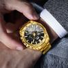 BINBOND Men's Luminous Trendy Tourbillon Watch with Steel Band, Three Dials & Six Hands 