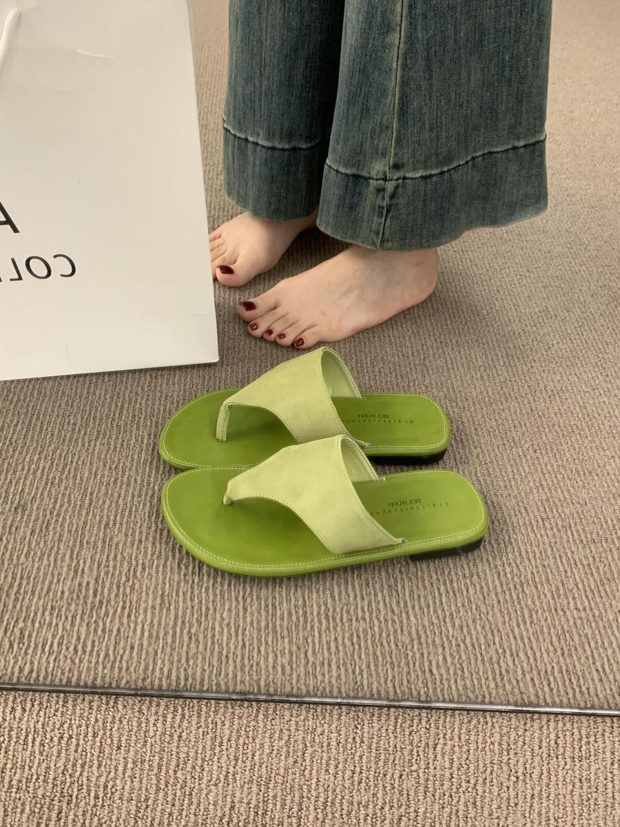 

BEI LI XUAN тапочки с плоским носком, ощущение наступить в дерьмо, женская летняя обувь 2025, повседневные пляжные римские сандалии 39