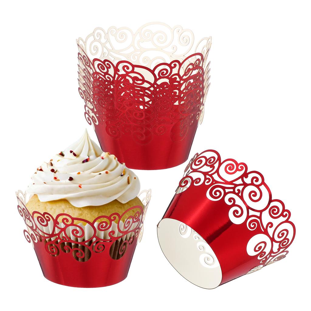 50 Pack Cupcake Wrappers Paper, Baking Cups Standard Cloud Decoration for Anniversary Birthday Weddings and Parties, Pink