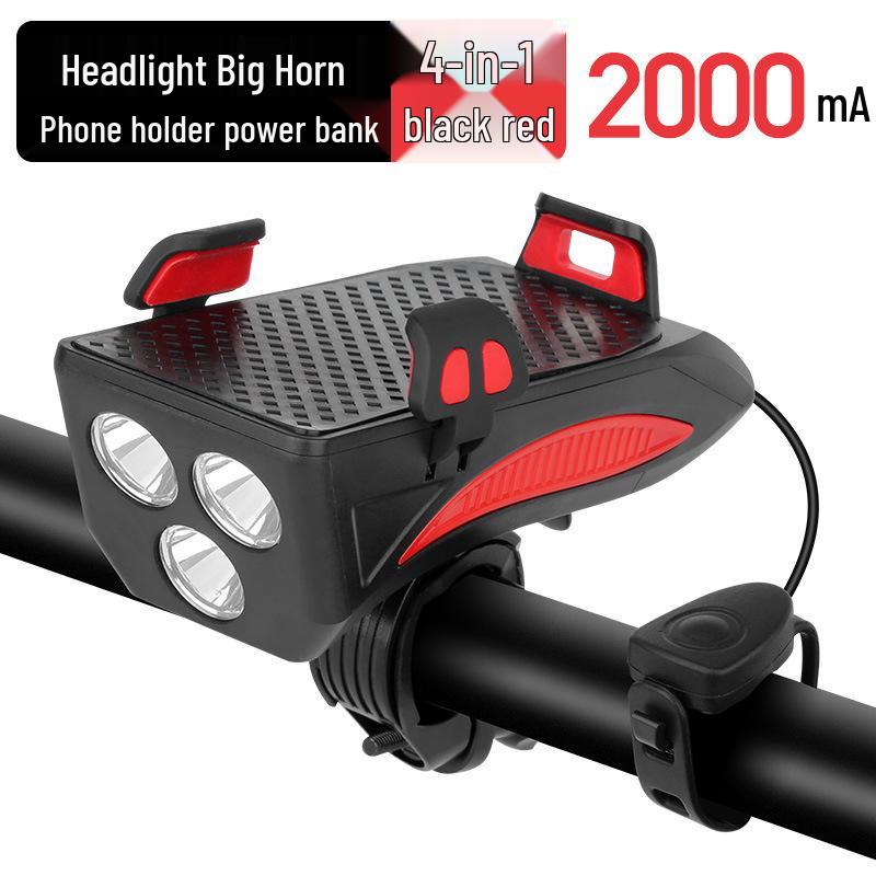 Bicycle Phone Holder & Horn with Super Bright Light for Night Riding