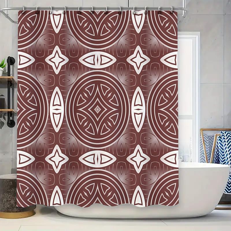 

Modern Patterned Waterproof Shower Curtain Fabric Bathroom Decorative Bath Mat Privacy Film For Home Decoration 204 W60H190(CM)-1 Pcs