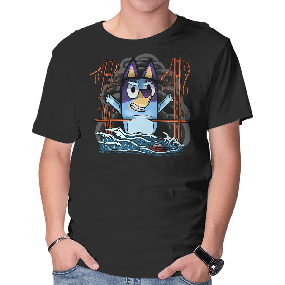 Unisex Crew Neck T-Shirt Kaiju Bluey Graphic Short Sleeve Casual Tee M