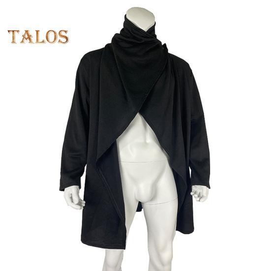 Men Cloak Coat High Collar Long Sleeve Street Style Windbreaker Solid Color Irregular Hem Mid-Length Outwear Punk Style Winter Outerwear