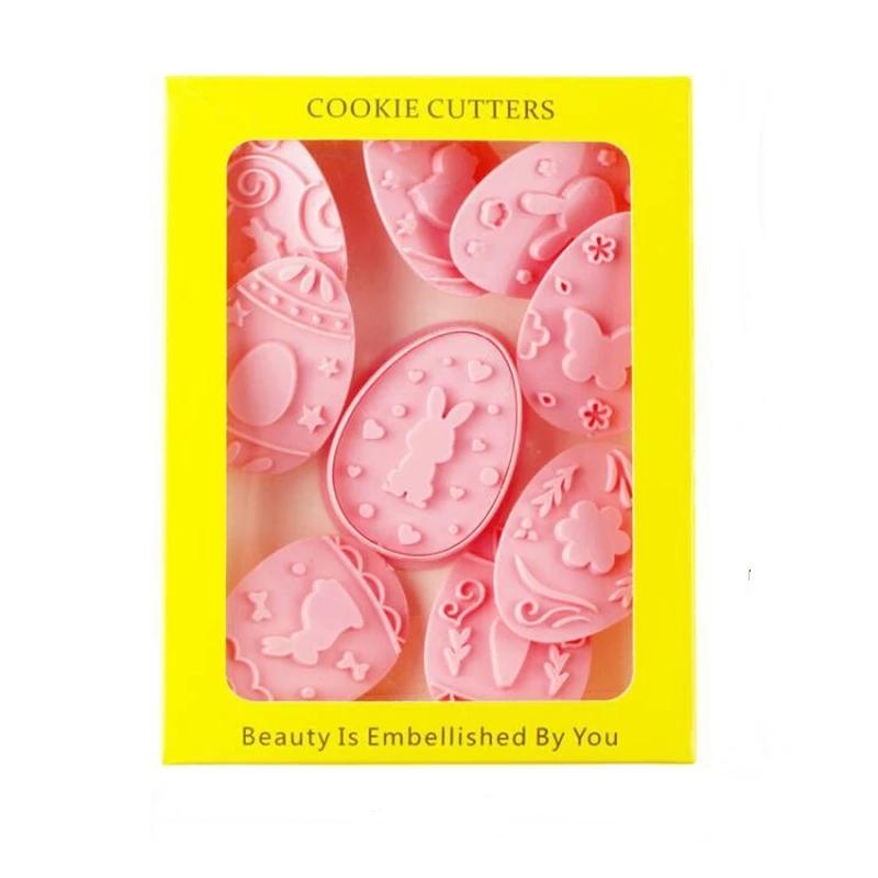 9Pcs/set Easter Rabbit Biscuit Mold Bunny Egg Cookie Cutter Stamp Embosser DIY Baking Tools Easter Party Cake Decoration Tools