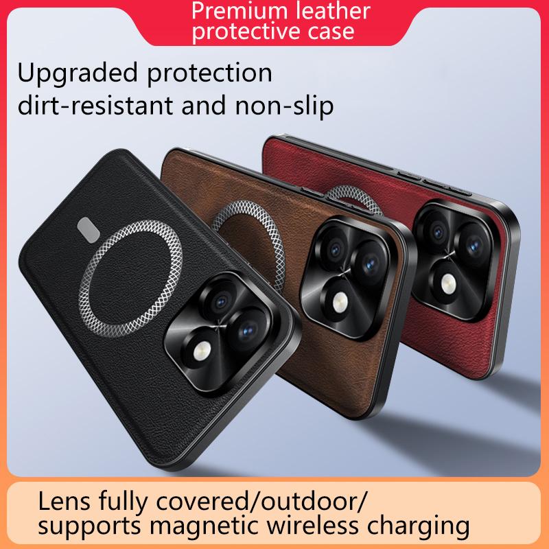 For Honor X8D Case Magnetic Elegant Leather Wear-Resistant Lens Fully Covered Non-Slip Grip Edge Cover Shell