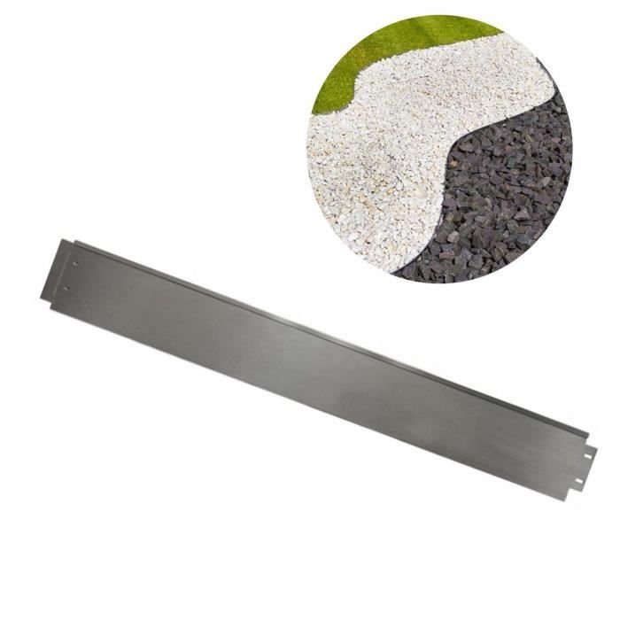 Bordure de Jardin - Métal Galvanisé - 100 cm x 14 cm - Gris - Durable - Facile à Installer