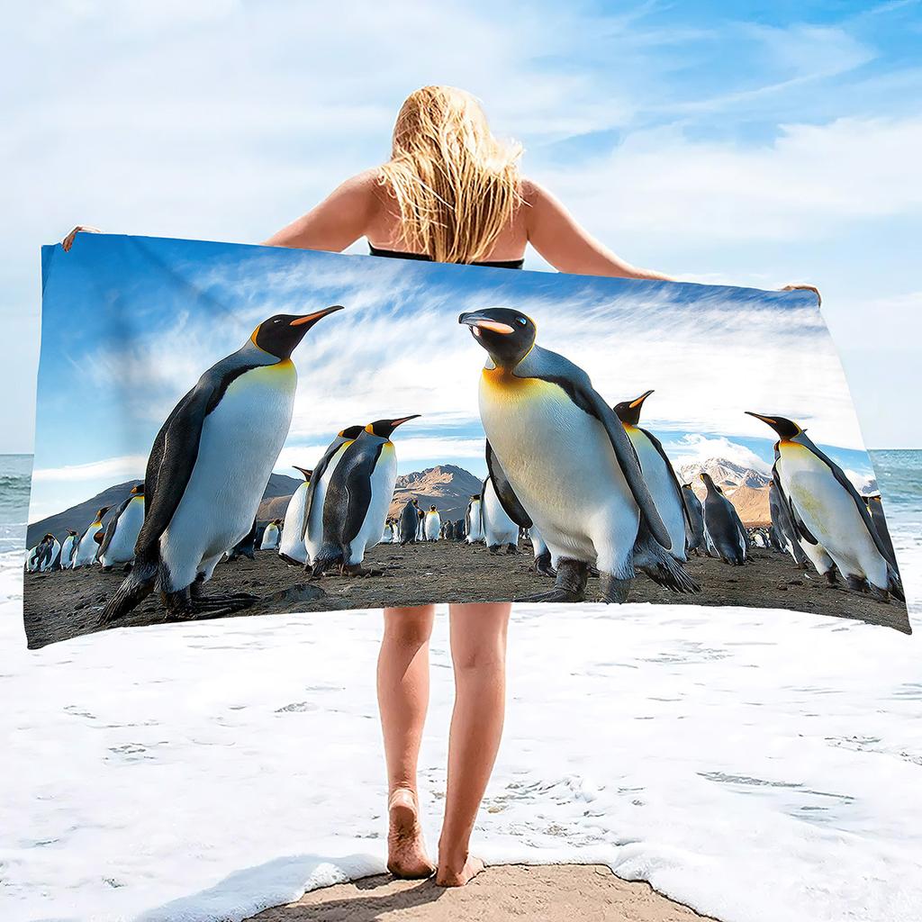 Serie di Stampa Pinguino Piccolo Telo Mare Villaggio Turistico al Mare Asciugamano da Bagno per Nuoto Asciugamano Sportivo