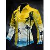 New men's casual shirt long sleeved slim fit 3D bird print shirt fashionable casual men's pattern top