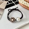 3/5Pcs Temperament Elegant French Camellia Pearl Large Intestine Tie Head Rope Rubber Band Accessories  Hair Ties