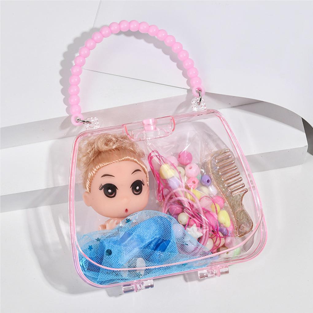 Pulseira Colar de Menina Conjunto de Contas DIY Bolsa Cosmética Infantil Contas para Criação de Joias Faixa de Cabelo Kit de Boneca com Bolsa