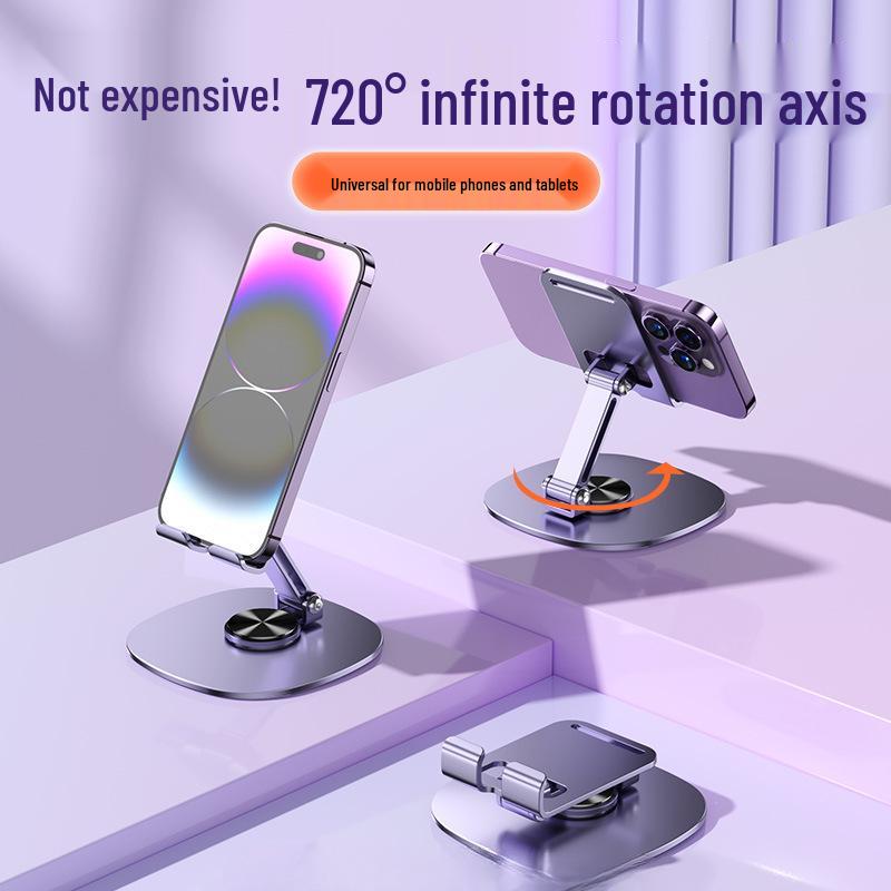 Rotating Aluminum Phone & Tablet Holder - Multifunctional Folding Stand for Live Streaming & Online Classes