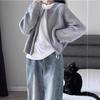Blue Women's Knitted Cardigan Sweater Coat - Soft Retro National Tide Autumn Zip-Up Commuter Top