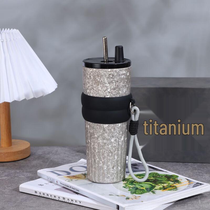 Portable Insulated Tumbler with Handle and Straw