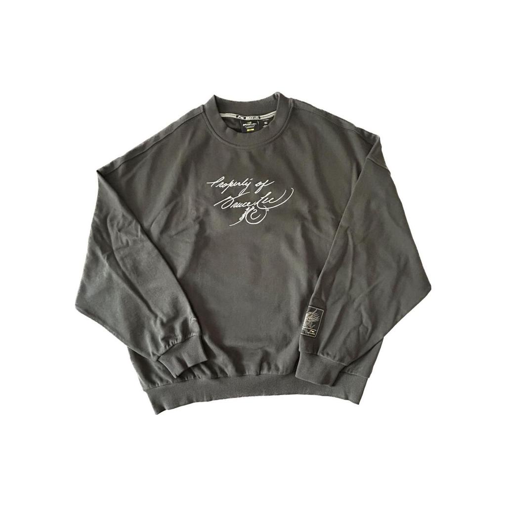Li Ning X Bruce Lee Classic Action Print Round Neck Long Sleeve Sweatshirt Unisex Sweatshirt Gray AWDRF17-2