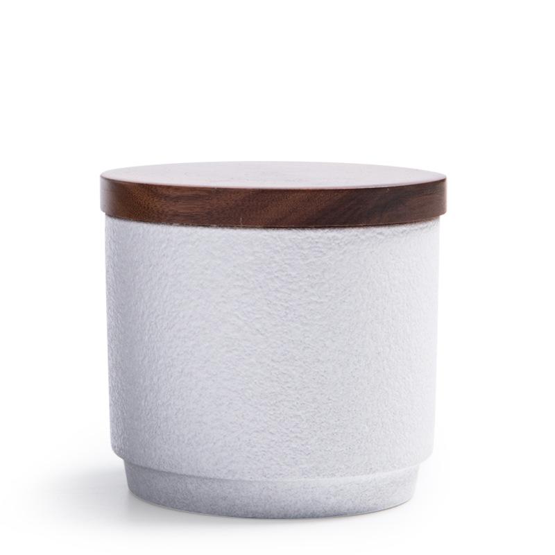 Керамическая чайная банка Мо Юнь с деревянной крышкой - Портативная дорожная банка