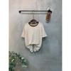 C S In The Room lInen STripe Embroidery ShorT Sleeve T ShirT 4 ColorS