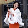 Gentle Fleece-linedthickened Cloak Shawl with Cheongsam Fall and Winterheattechoutwear