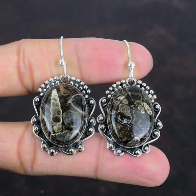 Orecchino Agata Turritella Orecchino in Argento Sterling 925 Bellissimo Orecchino con Pietra Preziosa Gioielli Eleganti Regali Per Lei Orecchino Fatto a Mano Gioielli Boho