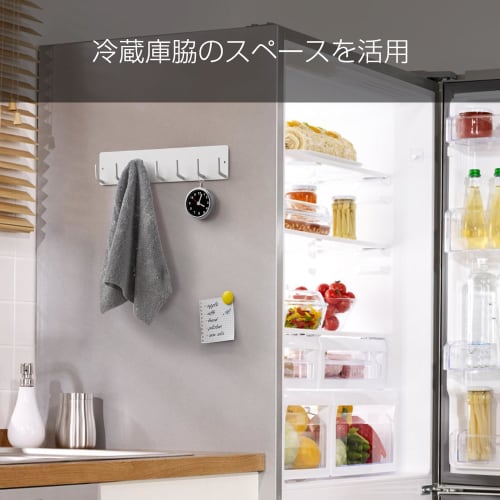 AKITSUMA Magnetic Storage Hooks, Kitchen Tool Hooks, 7-Row, Matte Finish, Floating Storage for Refrigerators, Washing Machines, and Bathrooms, White,