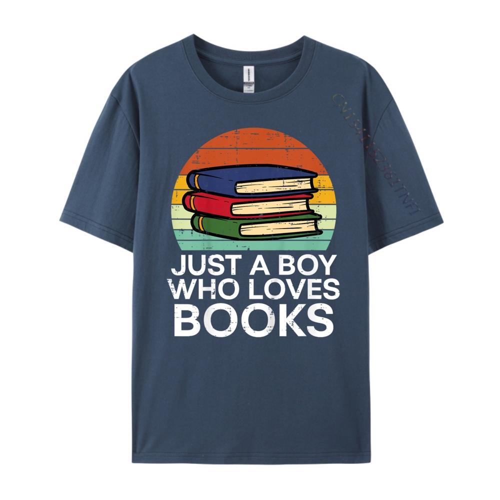 Kids Just A Boy Who Loves Books Read Reading Librarian Funny Shirts Clothes England Style