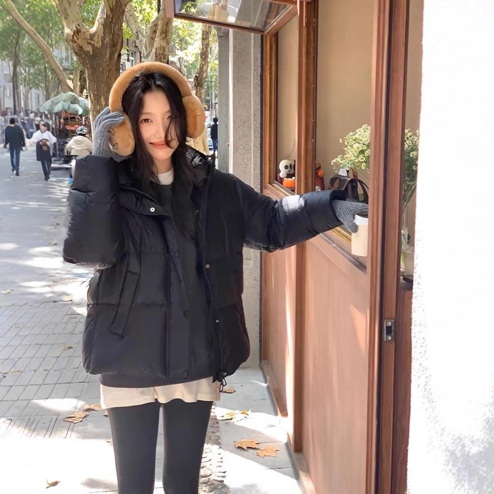 Cotton Clothes Women's Winter New Small Loose and Versatile Thickened Warm Hooded Jacket