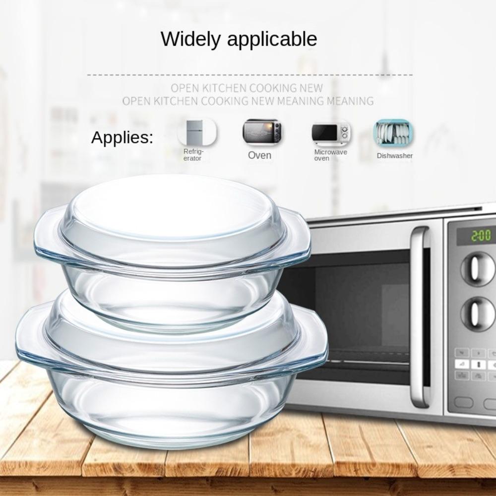 Krystallskål med høy borosilikatglass Varmebestandig husholdningskokegryte Matoppbevaringsbeholder