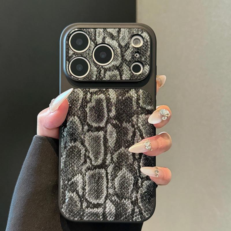 Luxury Crocodile Pattern Pu Leather Silicone Phone Case for IPhone 17 Air 16 15 14 13 Pro Max Large Lens Protective Pink Cover