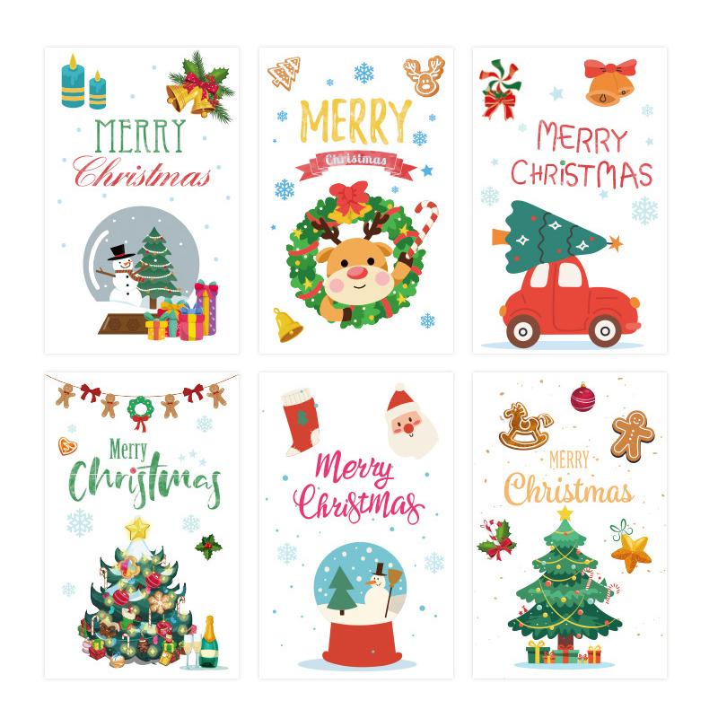 6Pcs Christmas Greeting Card Merry Christmas Handwritten Cards For Family Friends Best Wishes Cards Postcards Envelopes Sticker