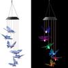 Cute Solar Wind Chime Hanging Colorful Gradient Hanging Solar Lights Weatherproof Solar Powered LED Wind Chime Light