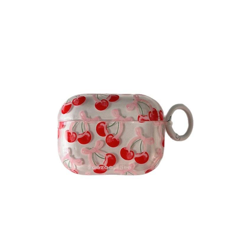 Pink bow cherry AirpodsPro1 earphone case for Apple 1/1/1 generation wireless bluetooth case