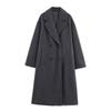 Womens Winter Loose Wool Blend Coat Casual Street Style Oversized Trench Jacket With Pocket