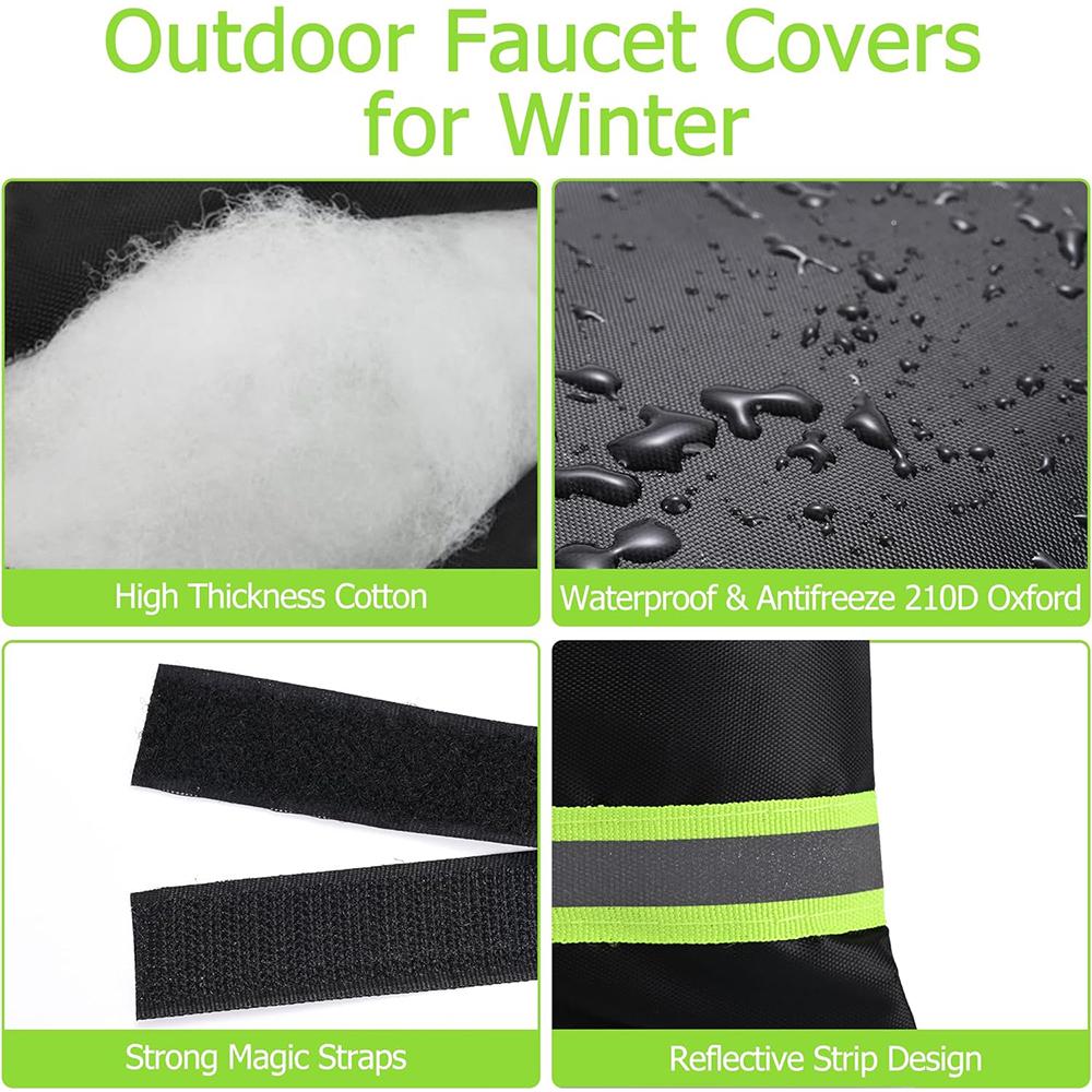 4Pcs Reusable Waterproof Outdoor Faucet Covers With Green Reflective Strip