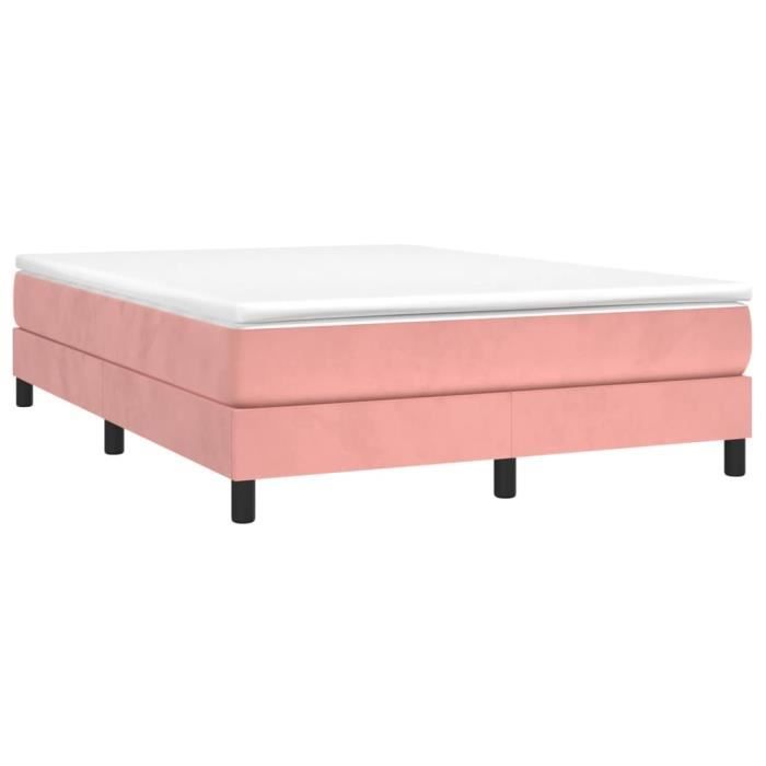 VidaXL Lit à sommier tapissier avec matelas Rose 140x190 cm Velours 3144332