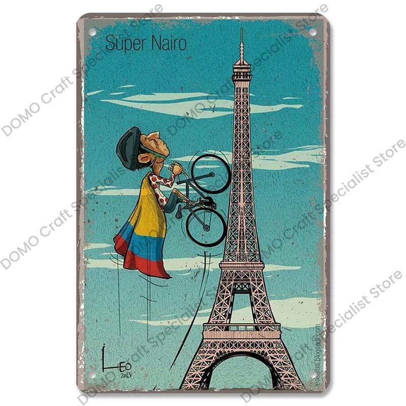 Placa de bicicleta Placa de lata de metal Ciclismo Corrida Vintage Metal Poster Wall Art Decor para Bike Club Garage Man Cave