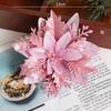 5pcs 14.5cm Glitter Artifical Christmas Flowers Mreey Christmas Tree Decoration Happy New Year Ornaments Xmas Fake Flowers Natal