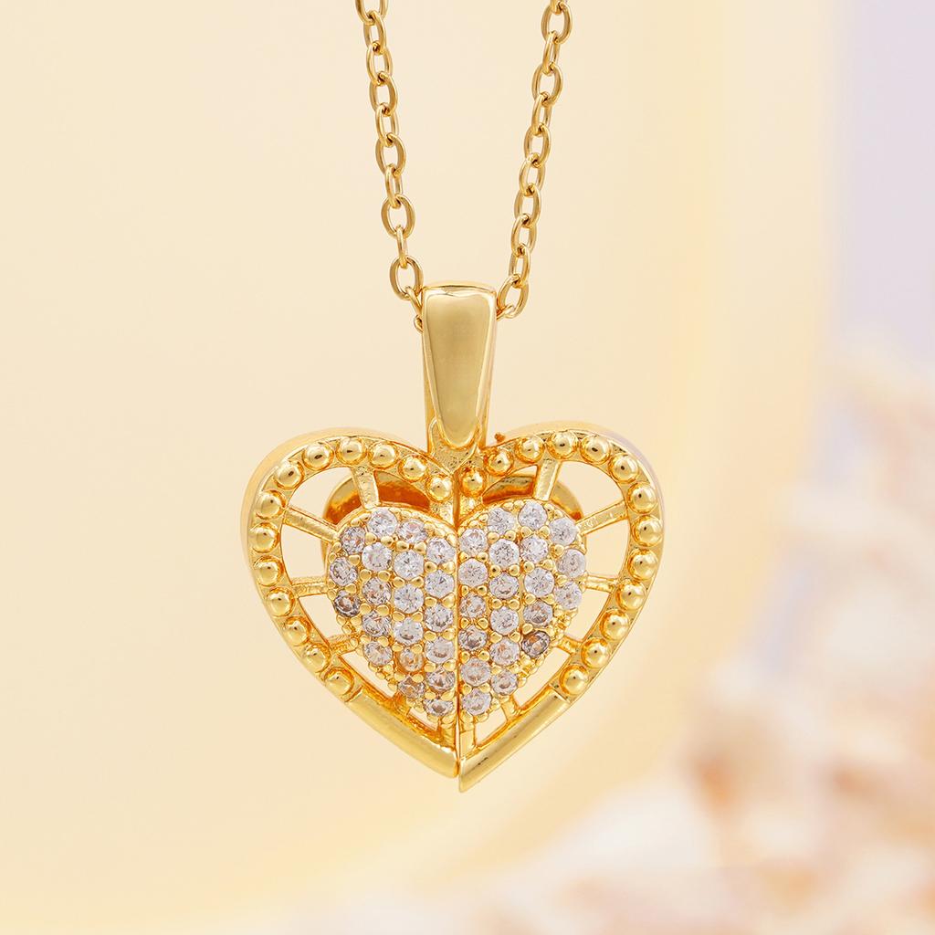 1pc Heart Angel Wings Openable Pendant Necklace Fashionable Cute Party Jewelry Valentine's Day Gift for Women Girls Mum
