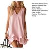 Summer Dress for Women Casual V Neck Sleeveless Mini Beach Sundress Casual Vacation Ruffle Tank Dress