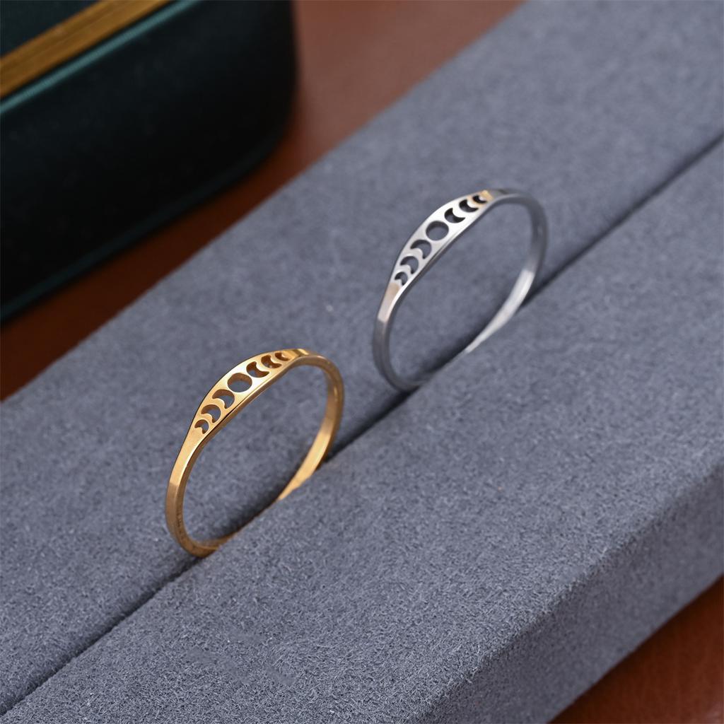 Minimalist Crescent Moon Phase Rings for Women Jewelry Stainless Steel Rings Aesthetic Mother Gift Anniversary Wedding