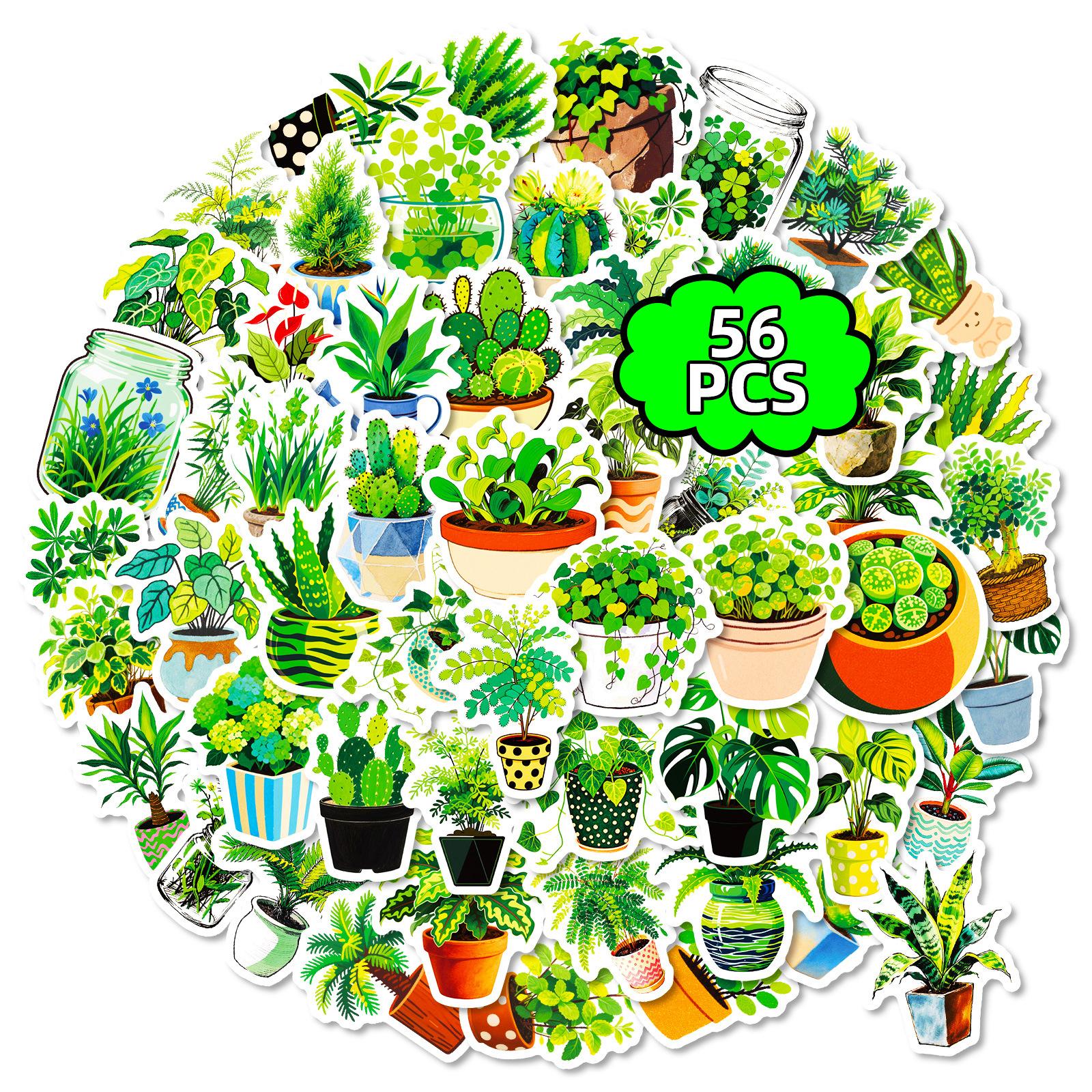 

56 Green Plant Graffiti Stickers Green Small Fresh Mobile Phone Case Skateboard Sticker
