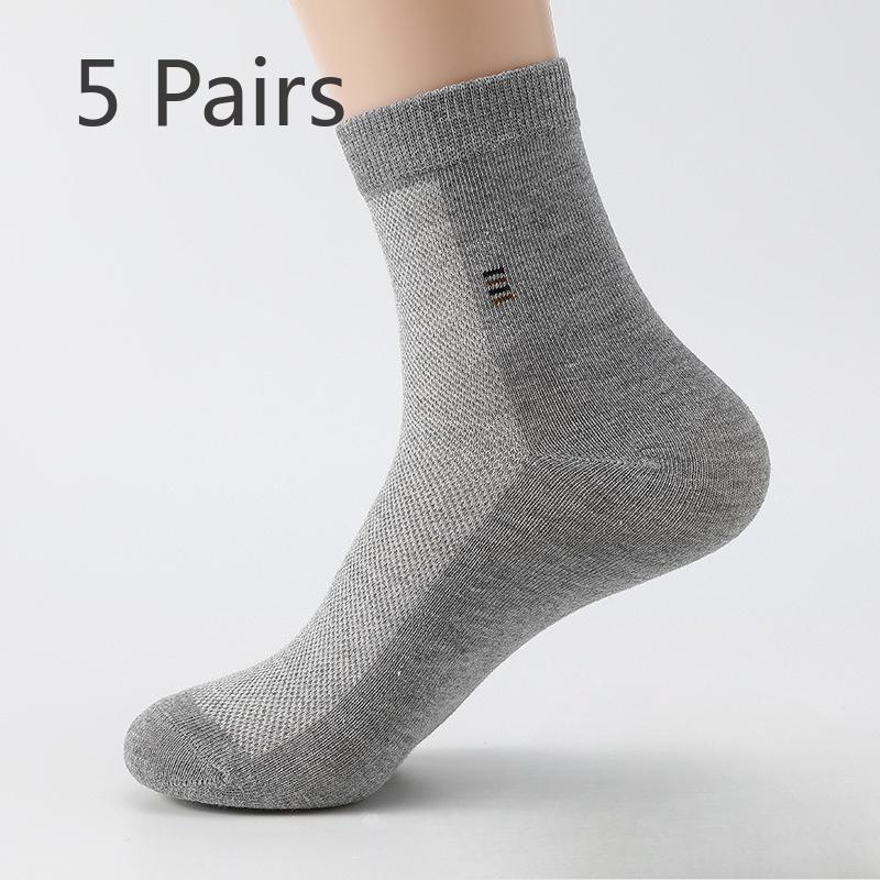 

5 Pairs of Men Spring and Autumn Simple Business All Kinds of Suction Sweat Breathable Tube Socks 5 Pairs світло-сірого кольору