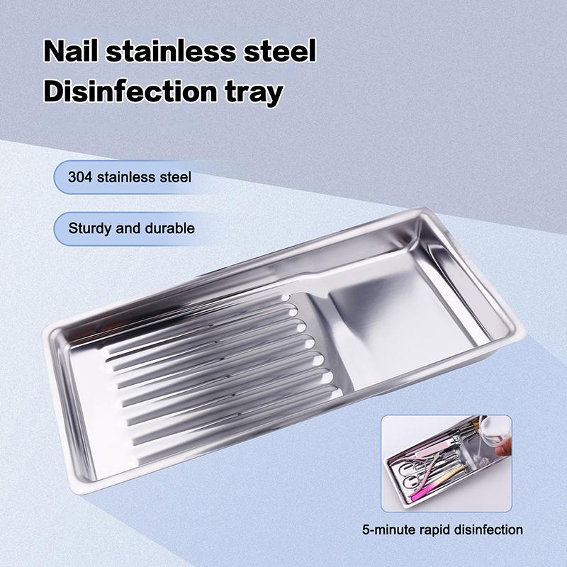 Nail Art Tool Sterilizing Tray Stainless Steel Disinfection Dish Cosmetic Storage Tray Manicure Tweezers Drill Bit Nail Clippers
