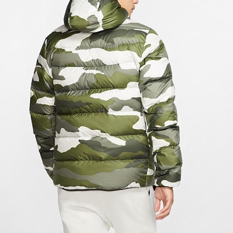 Nike Sportswear Down Windrunner Printing hooded down Jacket Camouflage Green Men's BV4764-222