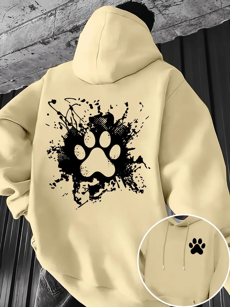 Men's Oversized Hoodie Cat Paw Graphic Print Sweatshirt Streetwear Y2K Pullover Hooded Top Casual Autumn Winter