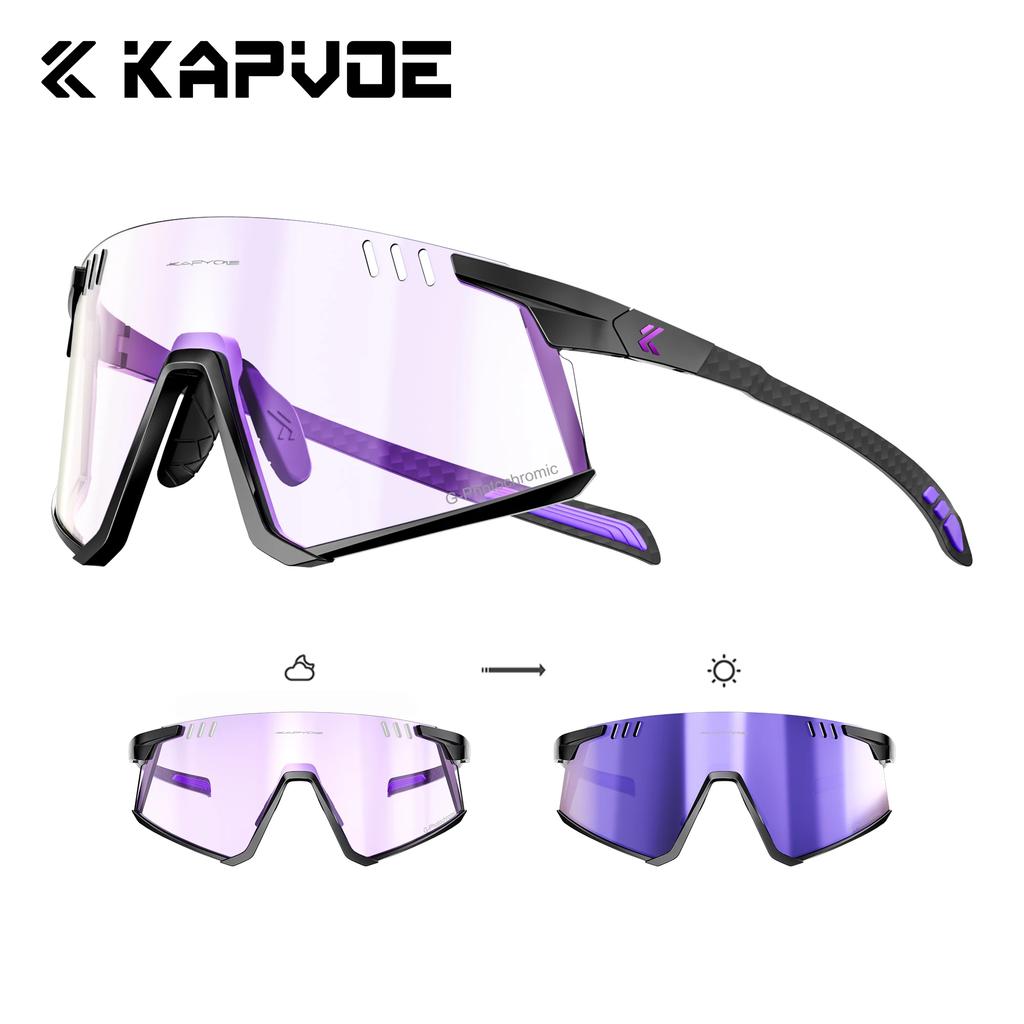 Kapvoe Real Carbon Fiber Sunglasses for Men Photochromic Glasses Ultralight Running Glasses Driving Golf Sports UV400 Women
