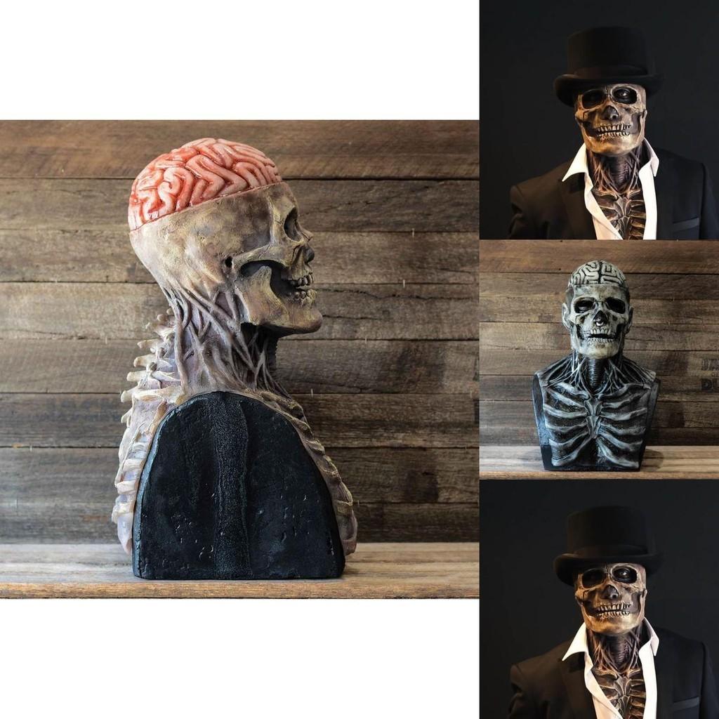 Realistic Skeleton Biochemical Mask For Halloween Parties Full Cover Silicone Design With Hat